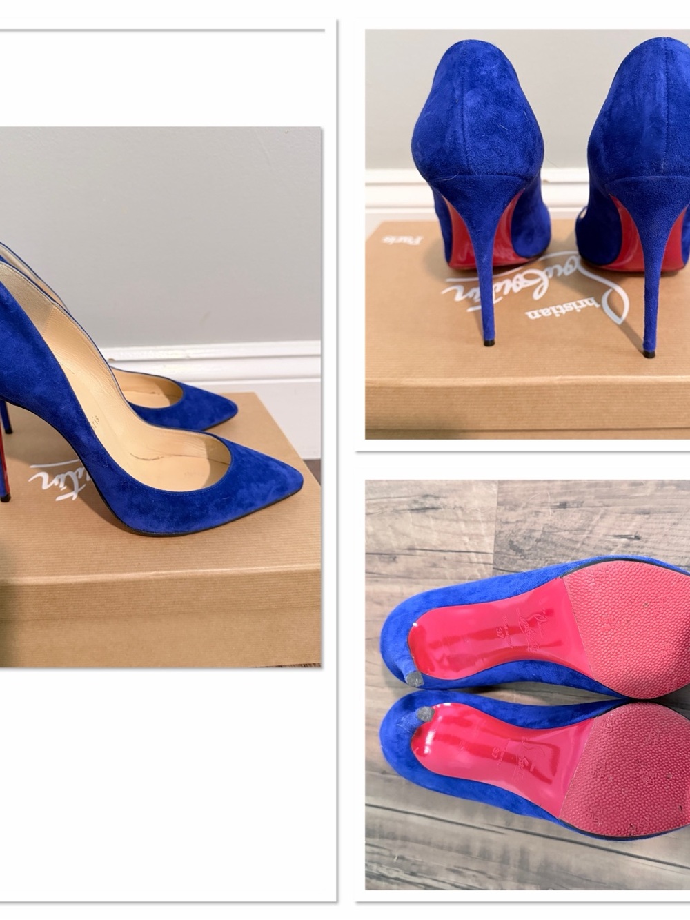 Christian Louboutin Cobalt Blue Suede Pointed Toe Stiletto Pumps